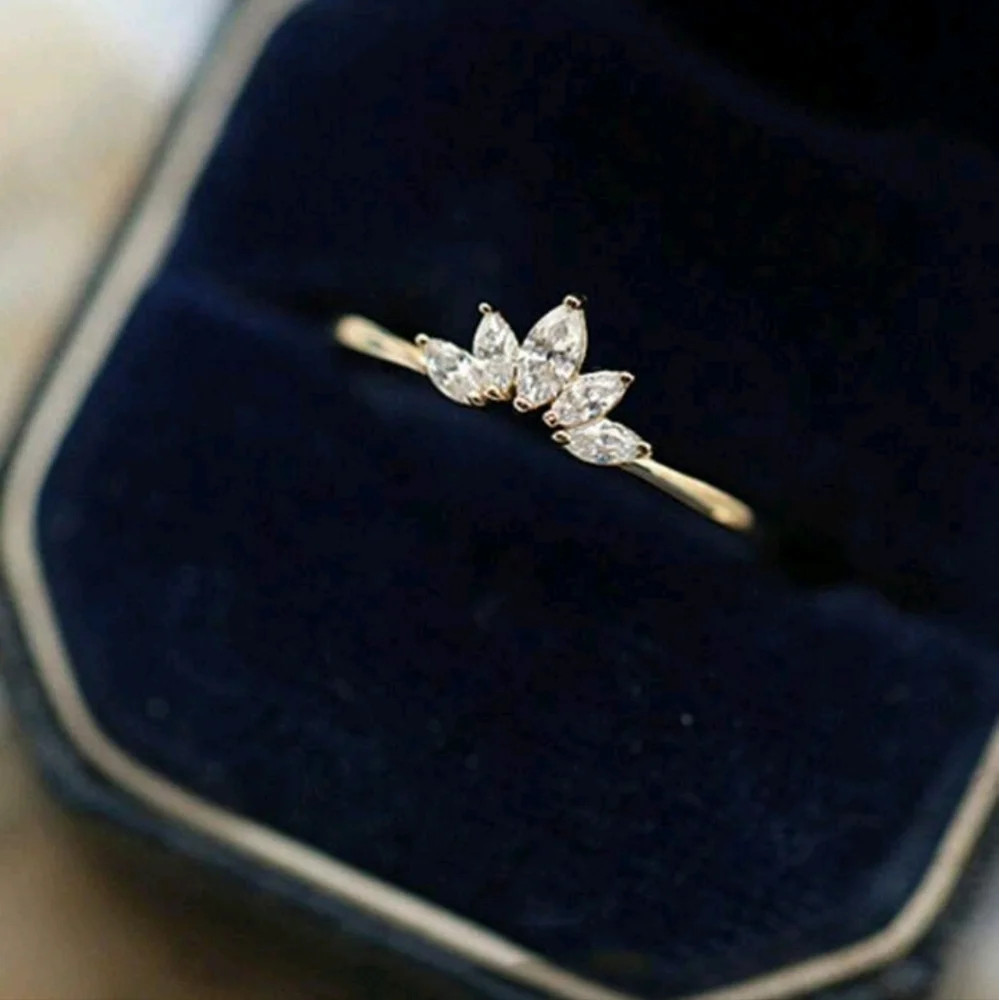 Size 7 .925 Sterling Silver Rose Gold CZ Marquise Floral Bloom Dainty Ring NWOT